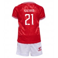 Camiseta Dinamarca Morten Hjulmand #21 Primera Equipación para niños Eurocopa 2024 manga corta (+ pantalones cortos)